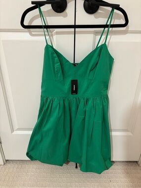 Express Emerald Green Spaghetti Strap Fit & Flare Dress